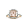 thumbnail image 1 of 8mm Cushion-Cut Simulated Morganite with White CZ 18kt Rose Gold over Sterling Silver Square Halo Ring, 1 of 3