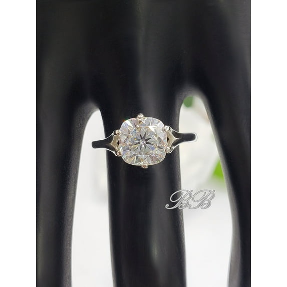 8mm Cushion Cut, White Colorless Moissanite, 6-Prong Solitaire Engagement Wedding Ring, 10KT or 14KT Yellow Gold, Made to Order