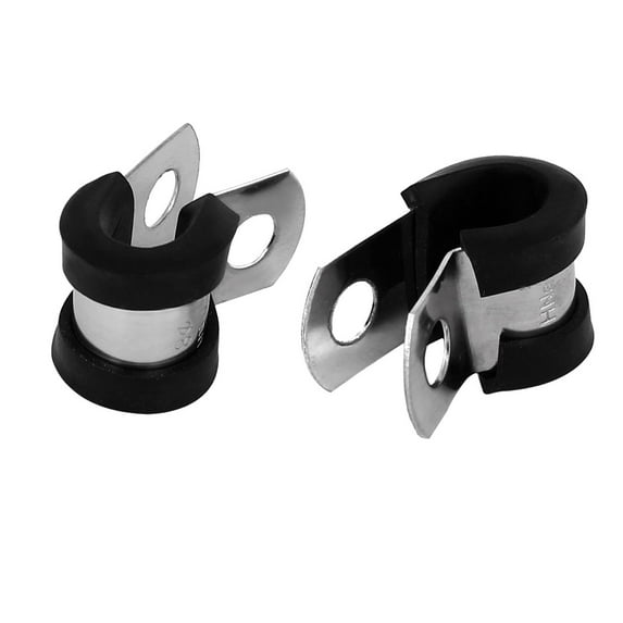 8mm Dia EPDM Rubber Lined P Clips Cable Hose Pipe Clamps Holder 2pcs