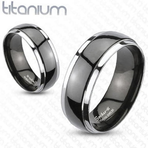 8mm Dome 2-Tone Black Band Ring Solid Titanium Wedding Band Men's Ring (SIZE: 12)