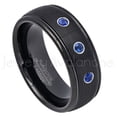 thumbnail image 1 of 8mm Dome Tungsten Wedding Band - 0.21ctw Blue Sapphire 3-stone Band - Personalized Tungsten Wedding Ring - Custom Made September Birthstone Ring TN664BS, 1 of 1