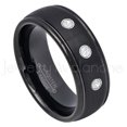 thumbnail image 1 of 8mm Dome Tungsten Wedding Band - 0.21ctw Diamond 3-stone Band - Personalized Tungsten Wedding Ring - Custom Made April Birthstone Ring TN664BS, 1 of 1