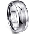 thumbnail image 1 of 8mm Domed Tungsten Carbide Rings for Men Women Wedding Bands with Brushed Center Comfort Fit Size 7-12, 1 of 6