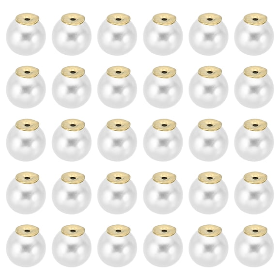 Uxcell 0.31'' Faux Pearl Drops Charm 100 Pcs Faux Pearl Charm Earring Charm for Studs Golden White