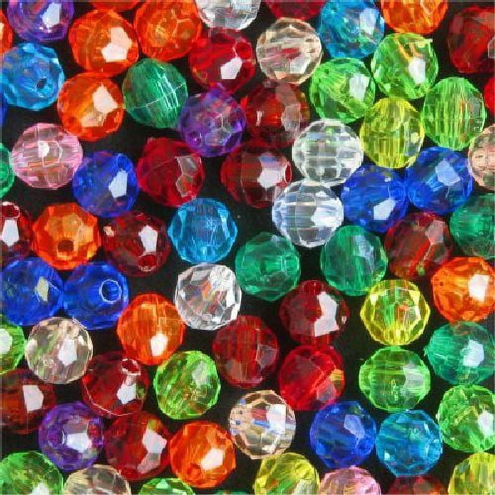 Plastic Faceted Beads, Round Opaque, 10mm, 1000-pc, Multi Mix