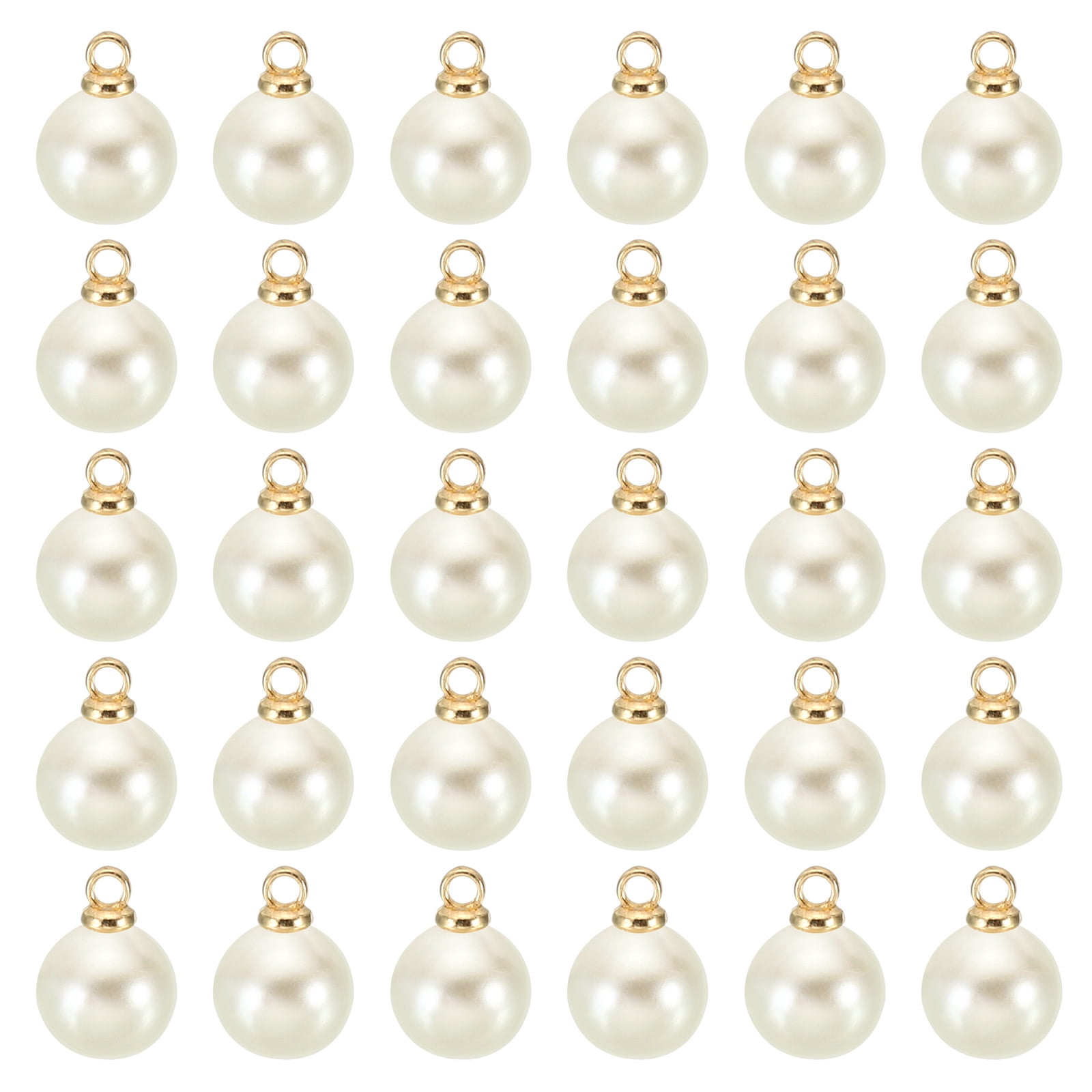 8mm Faux Pearl Charm Pendants Drops, 100pcs Pearl Beads for Jewelry Making Bracelets Earrings Necklace, Golden Beige