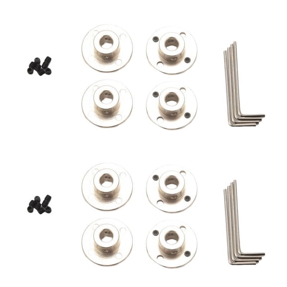 8mm Flange Coupling Connector, Rigid Guide Steel Model Coupler Accessory, Shaft Fittings(8 Pack),8 x Flange Coupling Connector 8 x Mini Hex Wrench 16 x Fastening Screw,silver