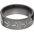 thumbnail image 1 of 8mm Flat Black Zirconium Ring with Turkey Tracks Lasered Around the Ring, 1 of 3