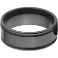 thumbnail image 1 of 8mm Flat Black Zirconium Ring with Two Grooves and a Raised Center, 1 of 3
