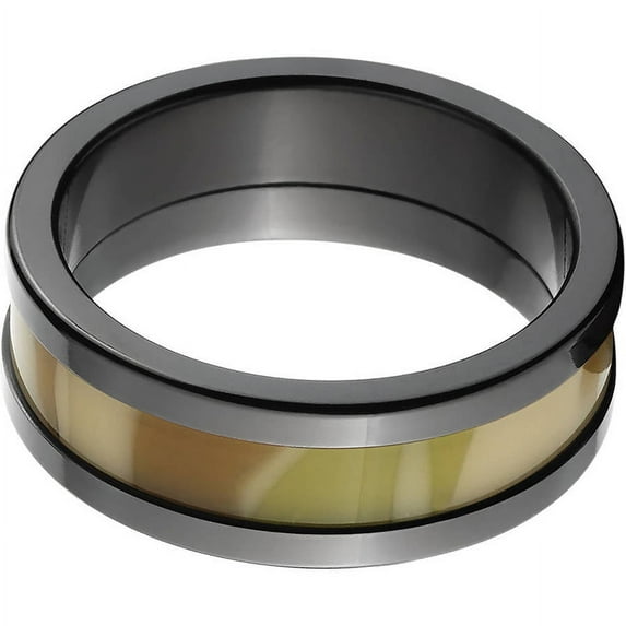 8mm Flat Black Zirconium with Desert Camo Inlay