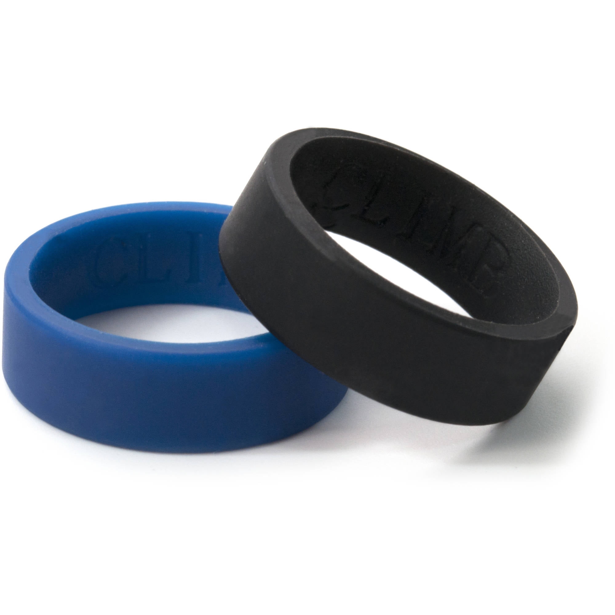8mm Flat Black and Blue Silicone Rings 2 Pack Walmart