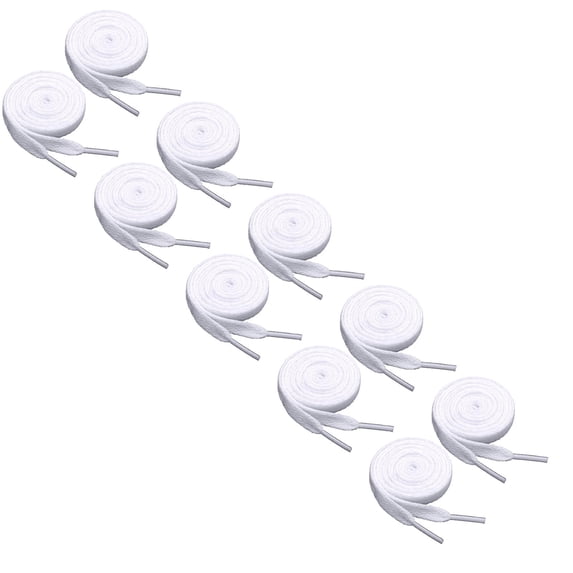 8mm Flat Laces White Boys And Girls Shoes Suitable For Sports And Leisure Mountaineering Basketball Shoes 5PCS, White 5PCS