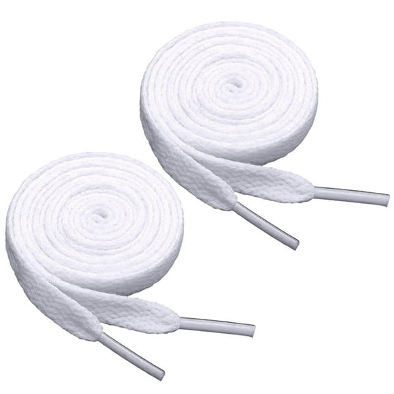8mm Flat Laces White - Suitable for Sports and Leisure Shoes, Sturdy, for Men and Women