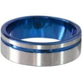 thumbnail image 1 of 8mm Flat Titanium Ring with One Off-Centered Groove Anodized in Blue, 1 of 4