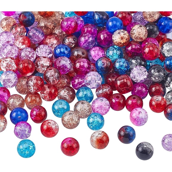 8mm Glass Lampwork Beads for Beading Supplies 200pcs 10 Colors Beads for Summer Necklace Bracelet Earring Jewelry Making Adults Hair Accessories