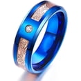 thumbnail image 1 of 8mm Glow in The Dark Ring Royal Blue Stainless Steel Wedding Band Aurora Luminous Ring, 1 of 4