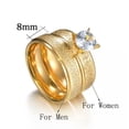 thumbnail image 1 of 8mm Gold Matte Finished Titanium Steel AAA Cz Band Men Women's Gift Couple Rings, 1 of 2