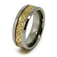 thumbnail image 1 of 8mm Gold Plated Celtic Dragon Inlay Tungsten Ring - Whole & Half Sizes 4-17, 1 of 2