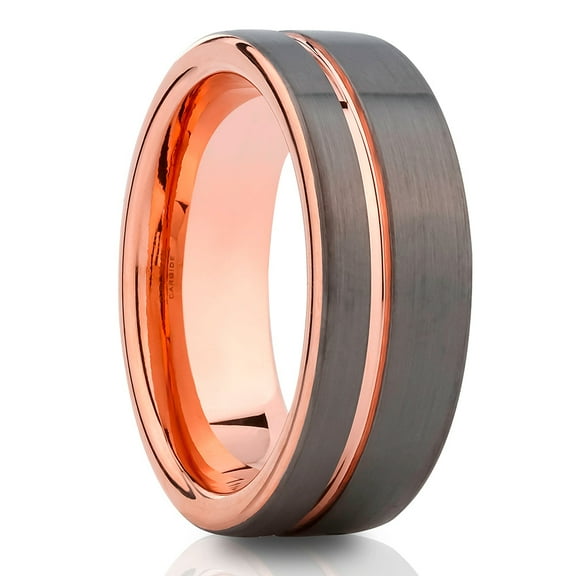 8mm Gunmetal Wedding Ring,Rose Gold Tungsten Ring,Engagement Ring,Anniversary Ring,Tungsten Carbide