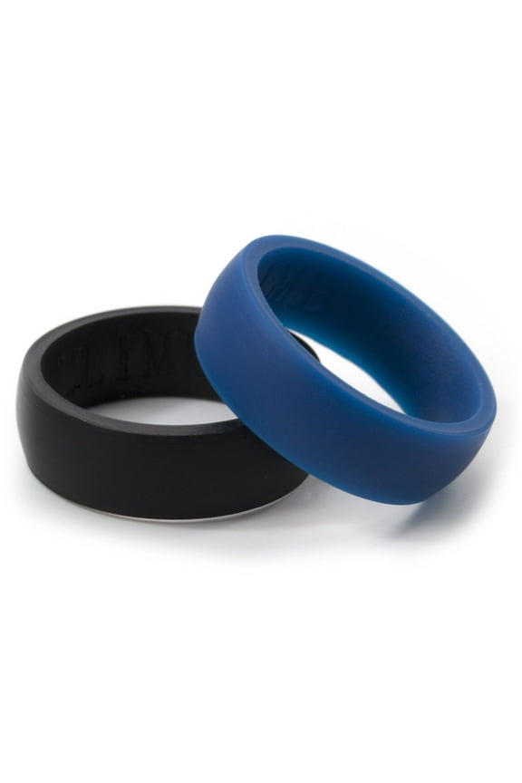 8mm HR Black and Blue Silicone Rings, 2-Pack