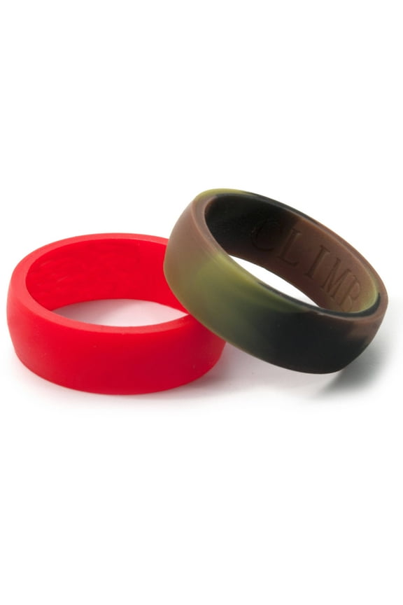 8mm HR Camo and Red Silicone Rings, 2-Pack