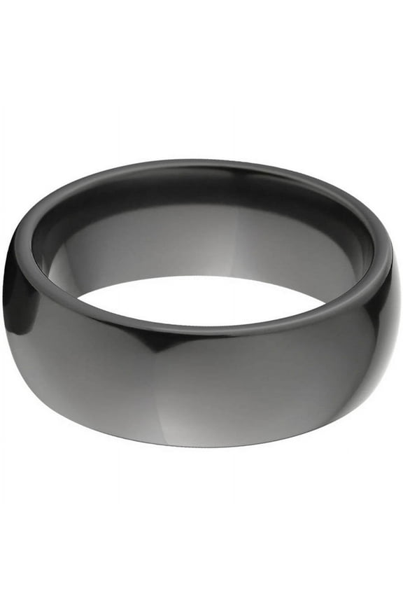 8mm Half-Round Black Zirconium Ring with a High-Polished Finish