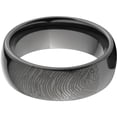 thumbnail image 1 of 8mm Half-Round Black Zirconium Ring with a Lasered Fingerprint Design, 1 of 3