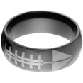 thumbnail image 1 of 8mm Half-Round Black Zirconium Ring with a Lasered Football Design, 1 of 3