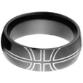 thumbnail image 1 of 8mm Half-Round Black Zirconium Ring with a Milled Basketball Design, 1 of 3