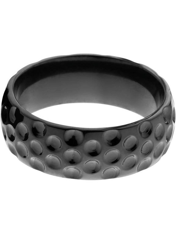 8mm Half-Round Black Zirconium Ring with a Milled Golf Ball Dimple Design