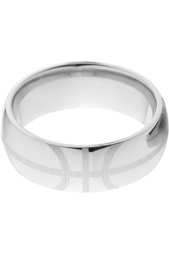 8mm Half-Round Titanium Ring with a Basketball Laser