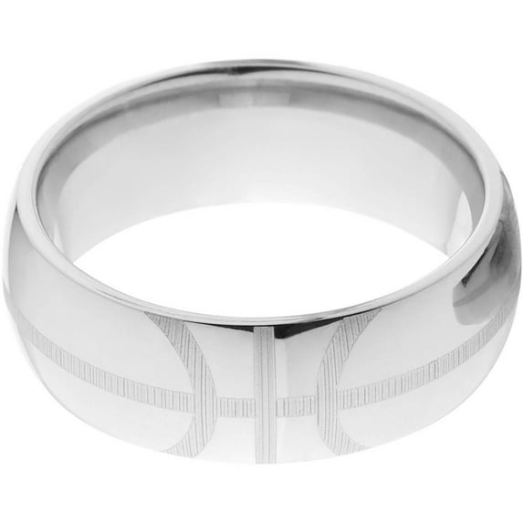 8mm Half-Round Titanium Ring with a Basketball Laser