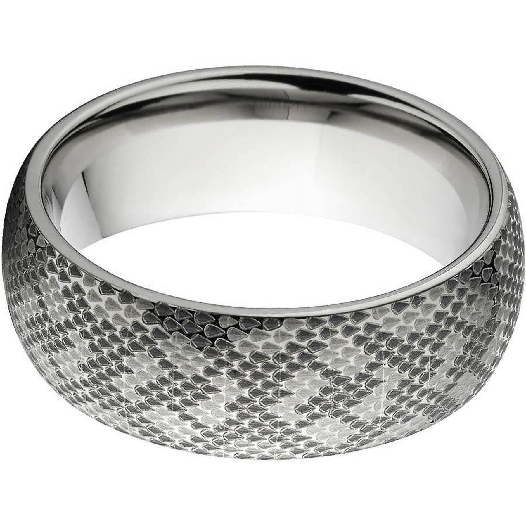 8mm Half-Round Titanium Ring with a Laser Snake Skin Pattern