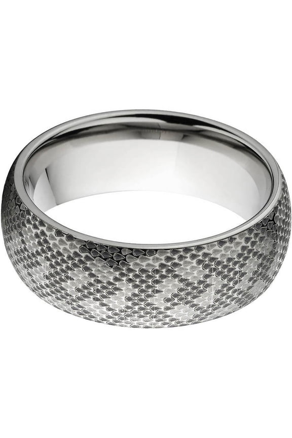 8mm Half-Round Titanium Ring with a Laser Snake Skin Pattern