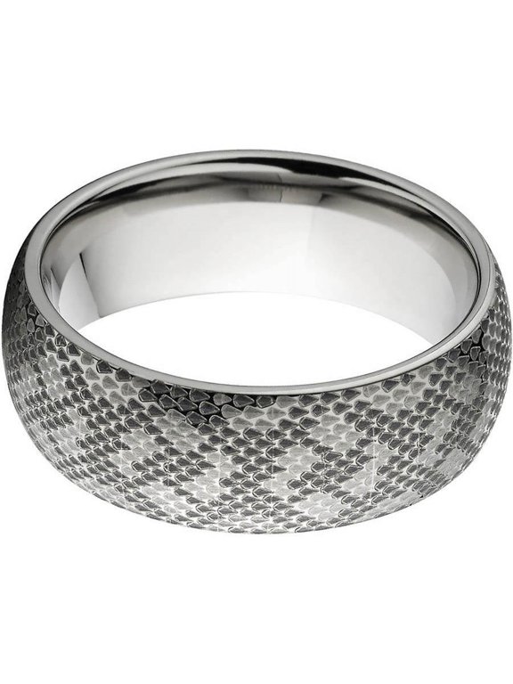 8mm Half-Round Titanium Ring with a Laser Snake Skin Pattern