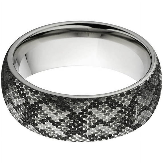 8mm Half-Round Titanium Ring with a Laser Snake Skin Pattern