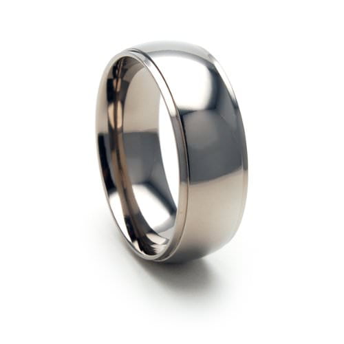 8mm Half Round polished Titanium Ring with step edges