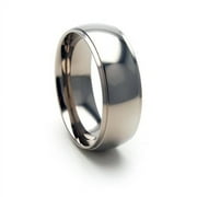 LUXURIEN 8mm Half Round polished Titanium Ring with step edges