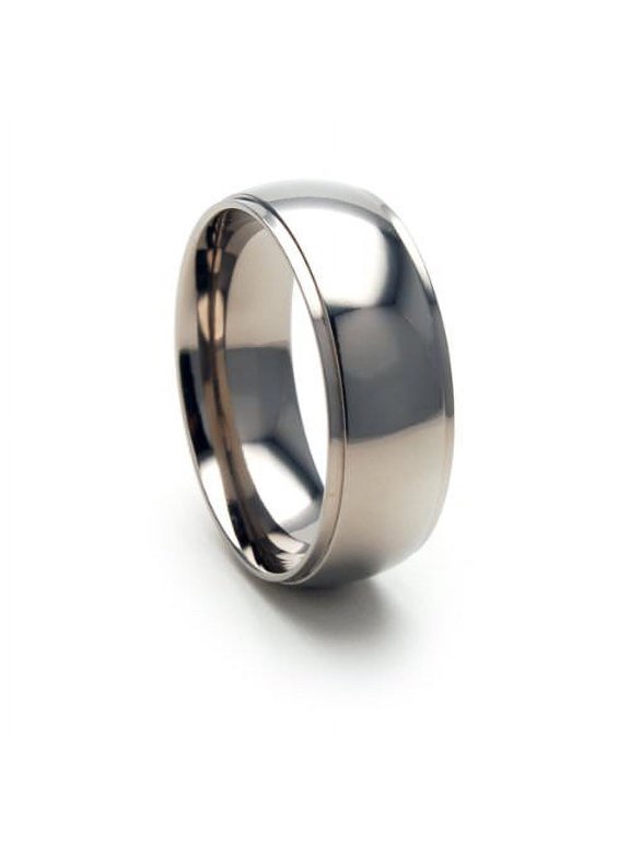 8mm Half Round polished Titanium Ring with step edges