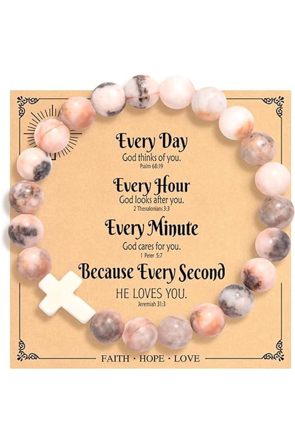 8mm Handmade Cross Bracelet, Christian Gift, Baptism, First Communion, Confirmation Gift, Can be Worn By Women.
