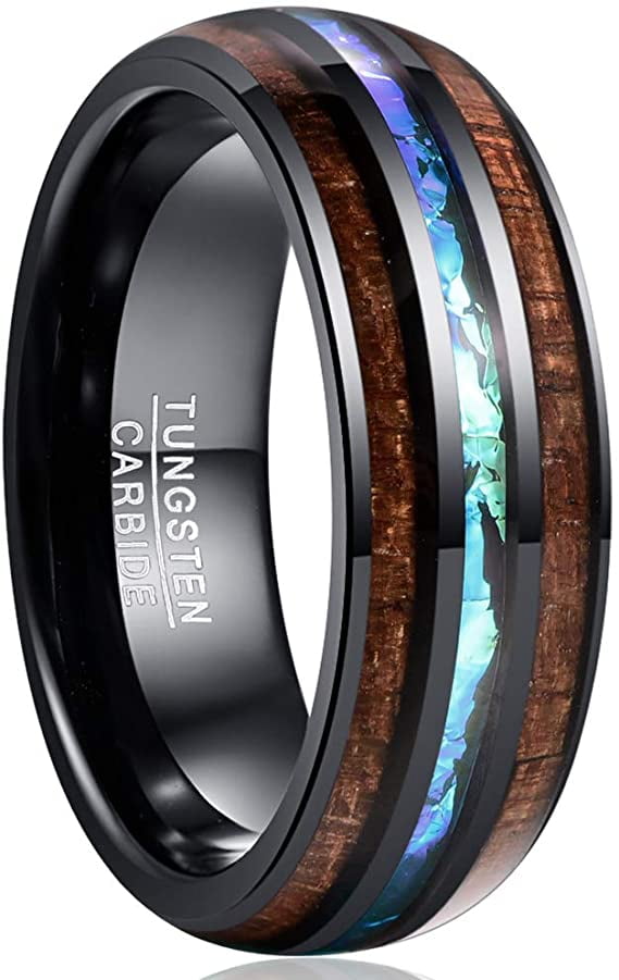 Koa tungsten shop hawaiian wedding rings