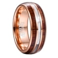 thumbnail image 1 of 8mm Hawaiian Koa Wood Tungsten Rings Mother of Pearl Shell Wedding Band Size 7-12, 1 of 6