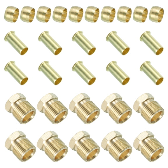 8mm ID 6mm OD Tube Compression Assortment Kit, 12 Set Brass Compression Sleeve Ferrule & Insert & Nut