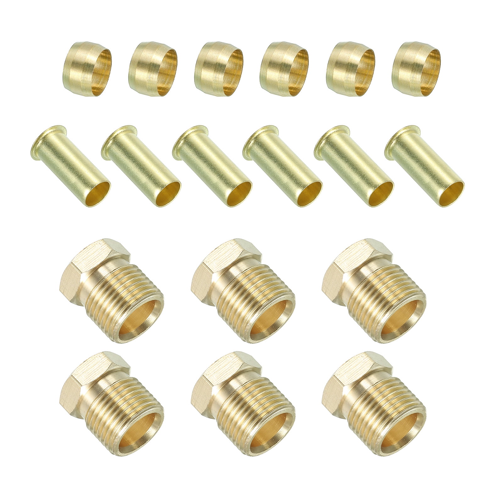 8mm ID 6mm OD Tube Compression Assortment Kit, 6 Set Brass Compression ...