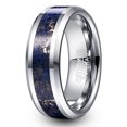 thumbnail image 1 of 8mm Lapis Lazuli Tungsten Carbide Ring for Unisex Beveled Edges Wedding Band Size 7-12, 1 of 6