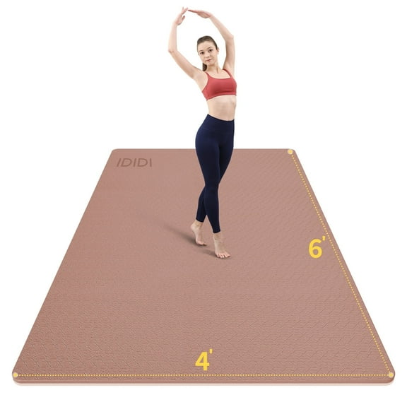 8mm Large Yoga Mat (6'x 4') with Soft Fabric - Extra Long and Wide 72 x 48 x 0.32 inches, Non-Slip Surface, Eco-Friendly, Lightweight, Thick Wide Yoga Mat for Home Workouts.(Brown Apricot)
