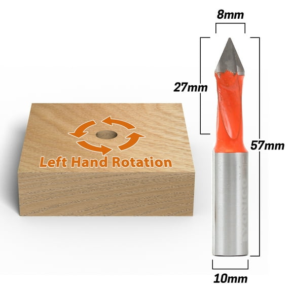 8mm Left Hand Through Hole Boring Bit - 10mm Shank - Yonico 42108L