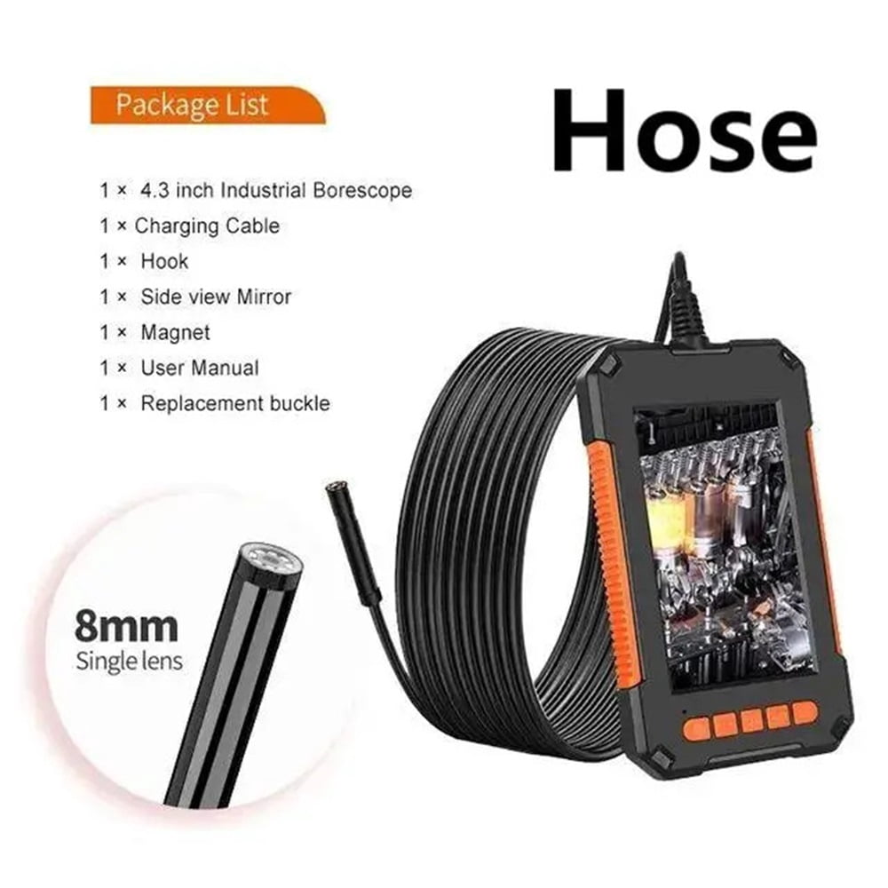 8mm Lens Pipeline Camera HD Color Screen 4.3 Inch IPS 1080P IP67 Waterproof Endoscope Camera With 8 LED Lights Plumbing Camera
