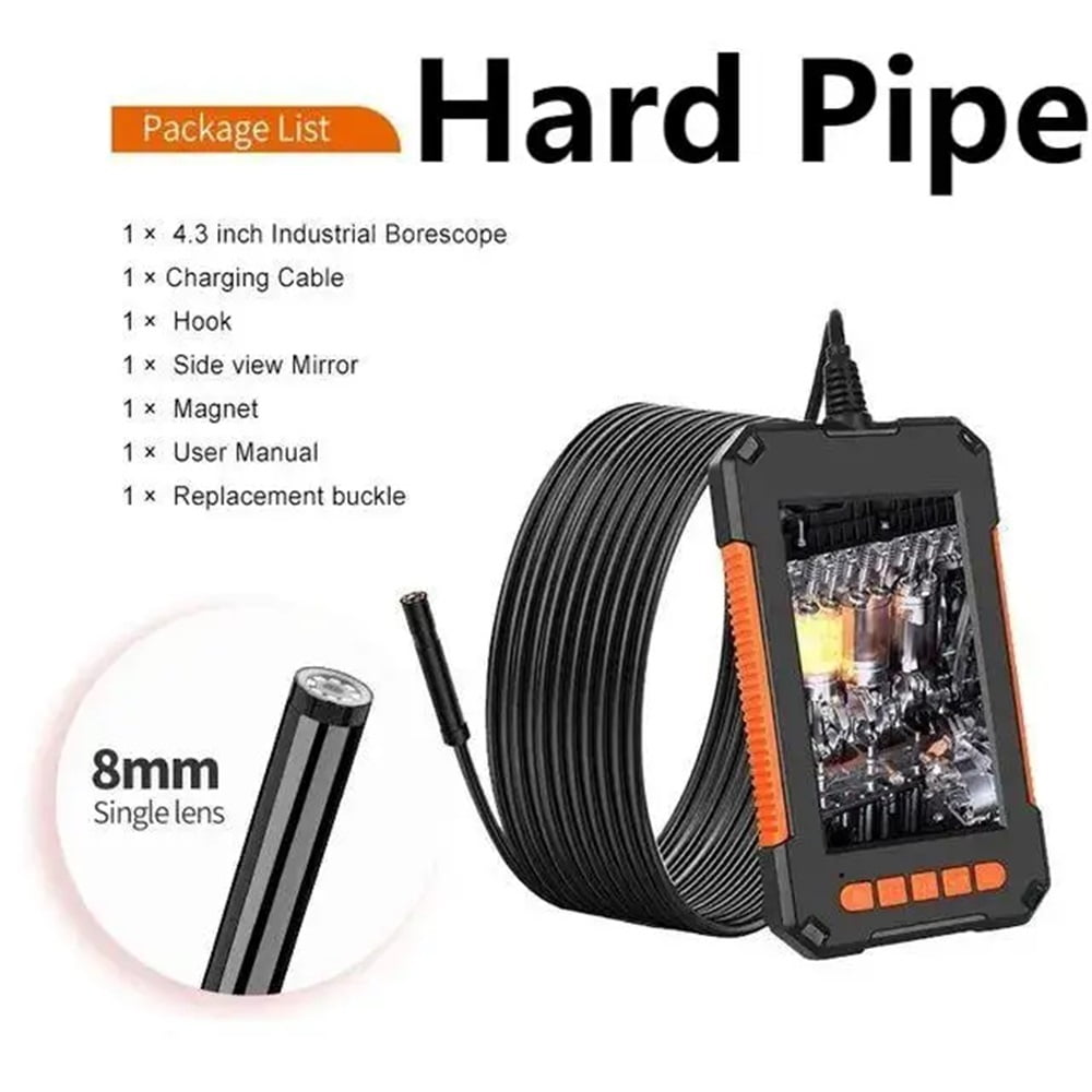 8mm Lens Pipeline Camera HD Color Screen 4.3 Inch IPS 1080P IP67 Waterproof Endoscope Camera With 8 LED Lights Plumbing Camera
