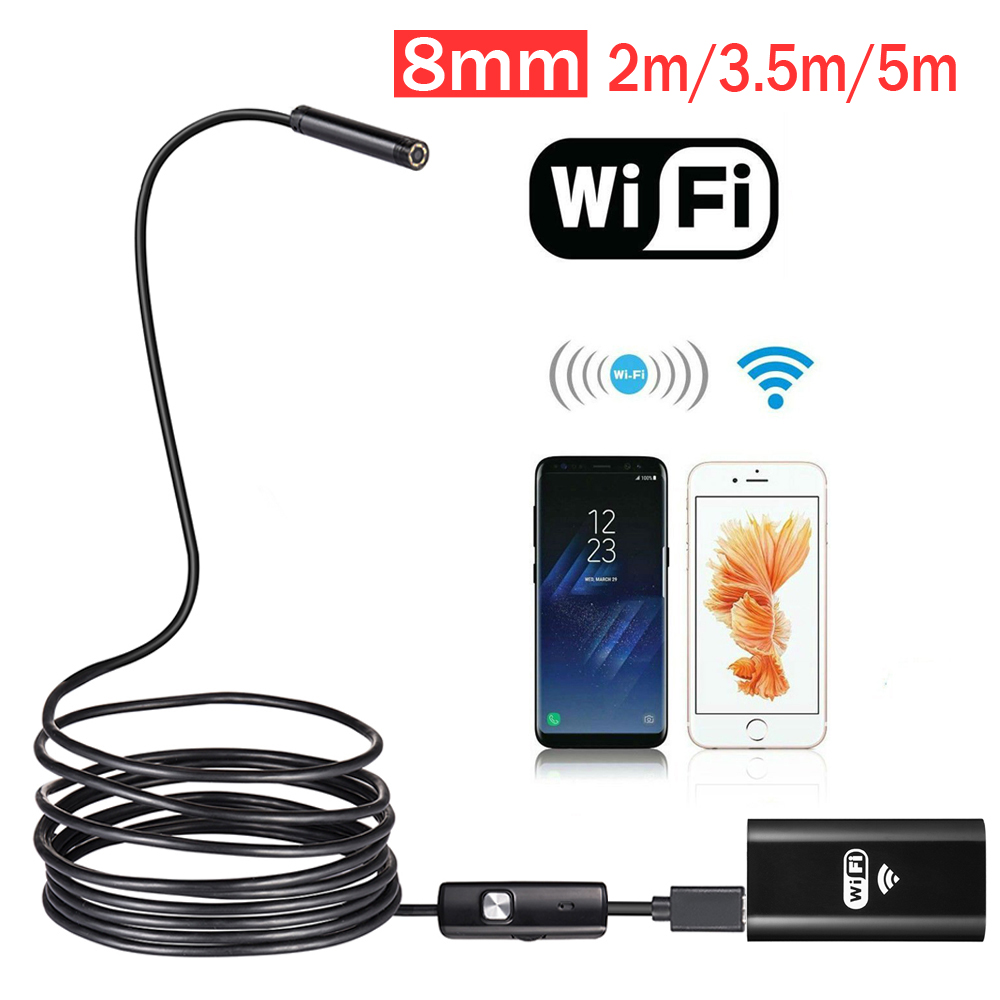 8mm Lens Wifi Endoscope HD 720P 480P 2m 3.5m 5m SemiRigied Endoscope